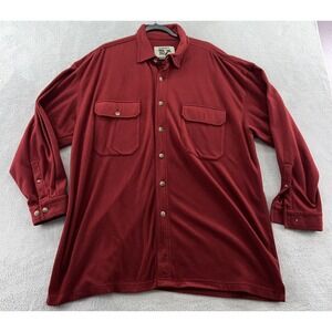 Galyans Shirt Mens 2XL Red Button Up Fleece Front Pockets Long Sleeve